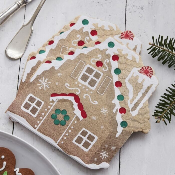 Gingerbread House Christmas Napkins Pack of 16