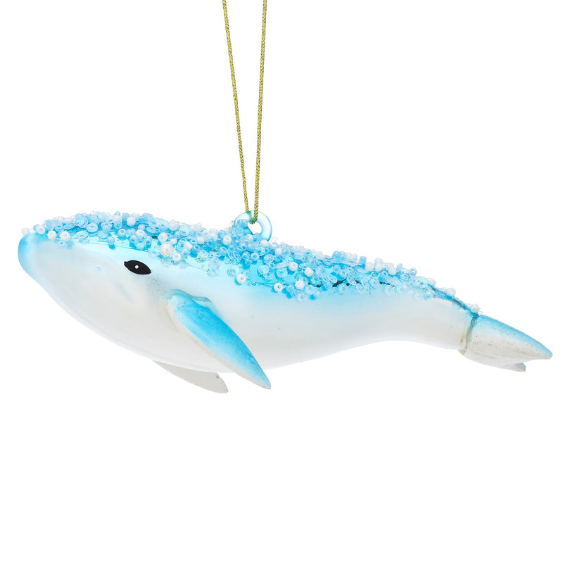 Glitter Humpback Whale Shaped Bauble