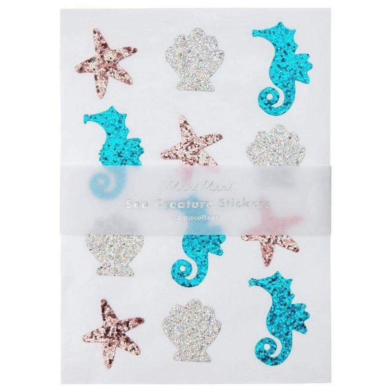 Glitter Sea Creature Sticker Sheets Pack of 10