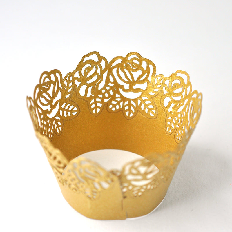 Gold Roses Cupcake Wrappers 6 Pack