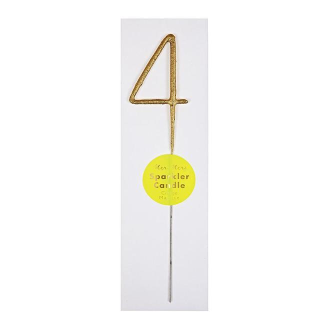 Gold Sparkler Number Candle 4