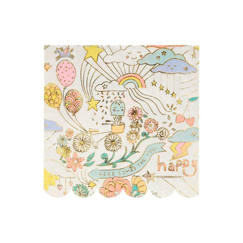 Happy Doodle Large Napkins Pack of 16