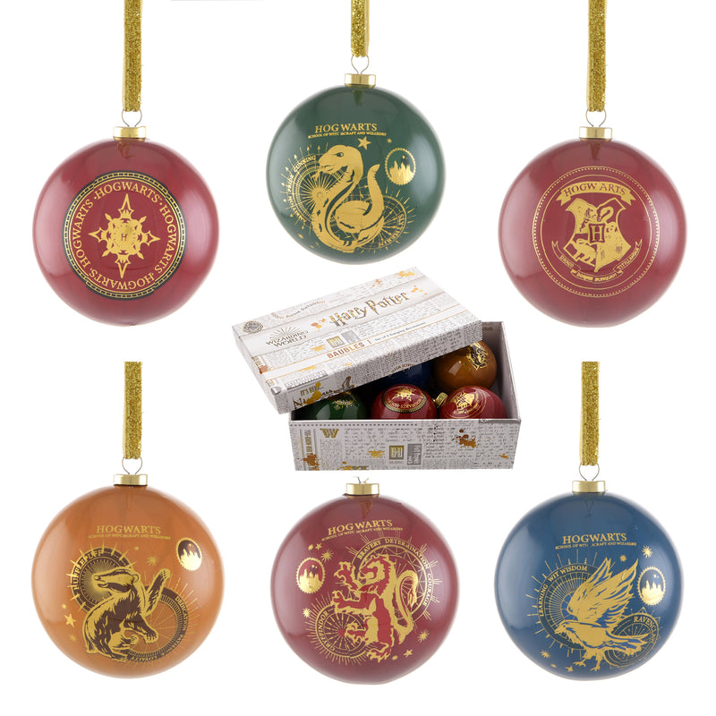 Harry Potter Hogwarts Yule Houses 6 Piece Set Hanging Christmas Tree Decoration Baubles