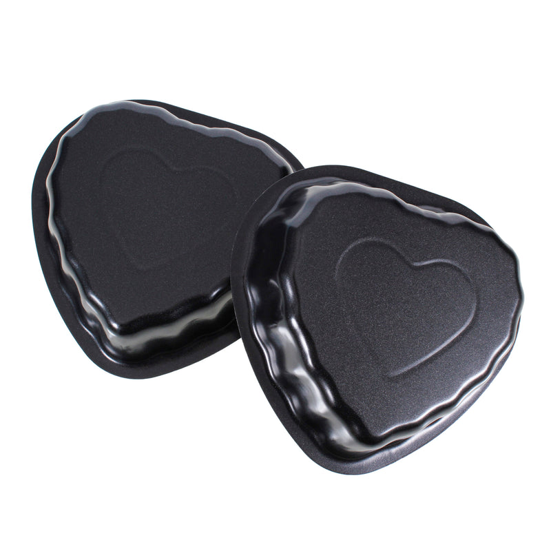 Love Heart Shaped Black Non Stick Mini Baking Tins - Set of 2