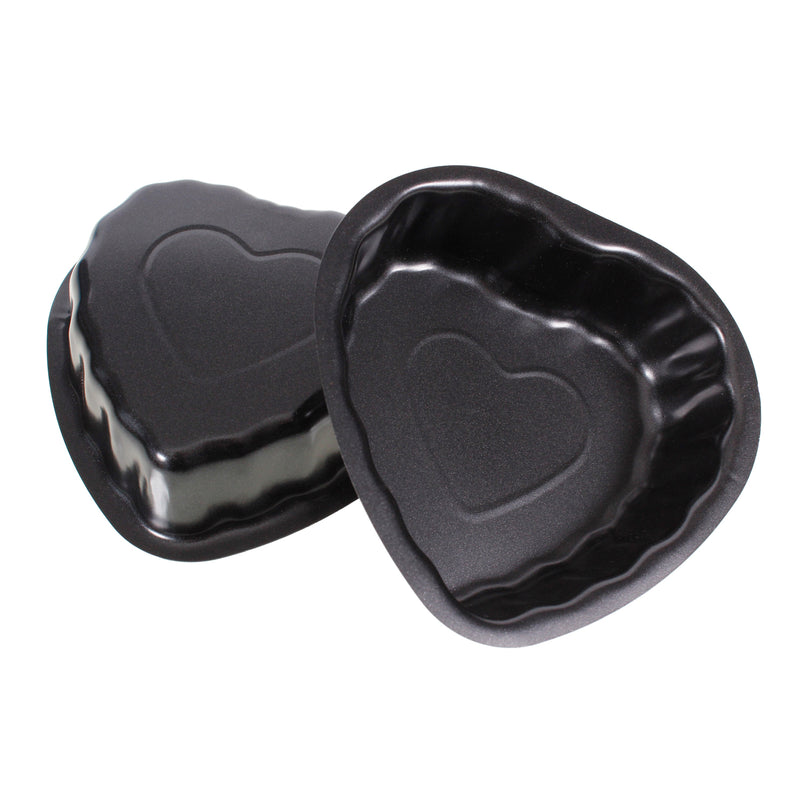 Love Heart Shaped Black Non Stick Mini Baking Tins - Set of 2