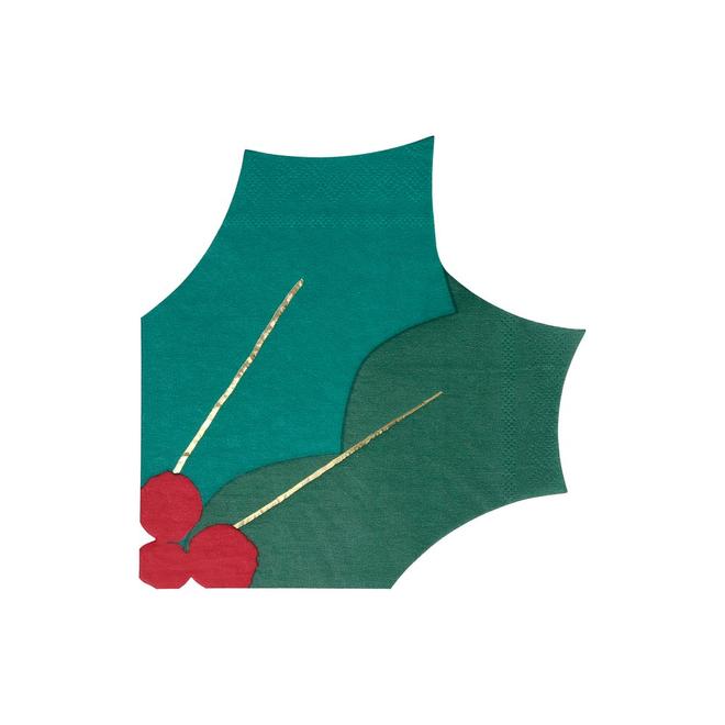 Holly Leaf Christmas Napkins Pack of 16