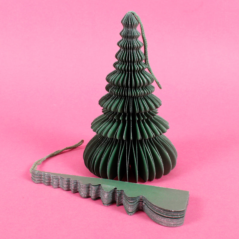 Green Honeycomb Christmas Trees Set of 2 Shaped 3d Paper Christmas Hanging Decorations