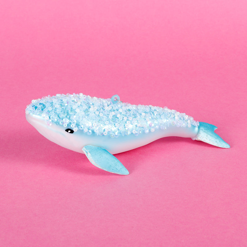 Glitter Humpback Whale Shaped Bauble