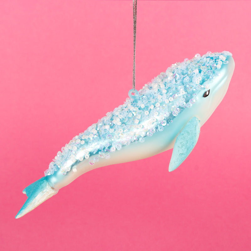 Glitter Humpback Whale Shaped Bauble