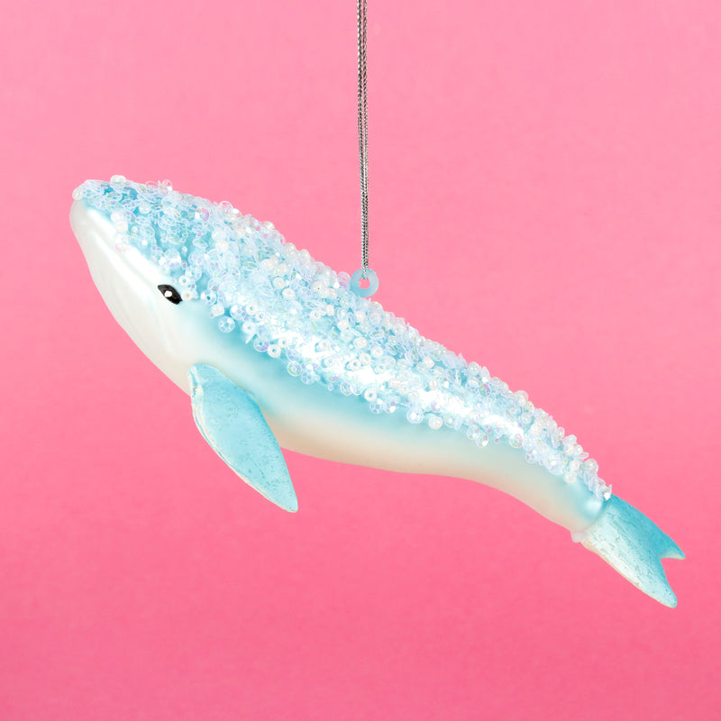 Glitter Humpback Whale Shaped Bauble