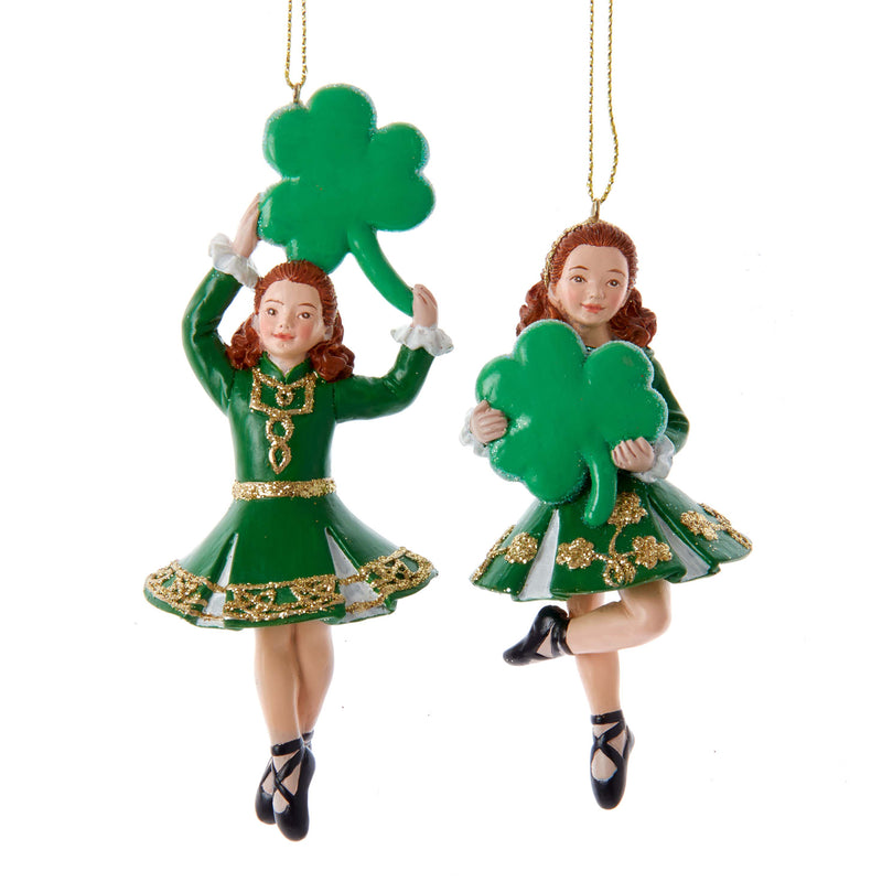 Irish Lucky Dancers 3D Shaped Hanging Christmas Tree Bauble Set of 2