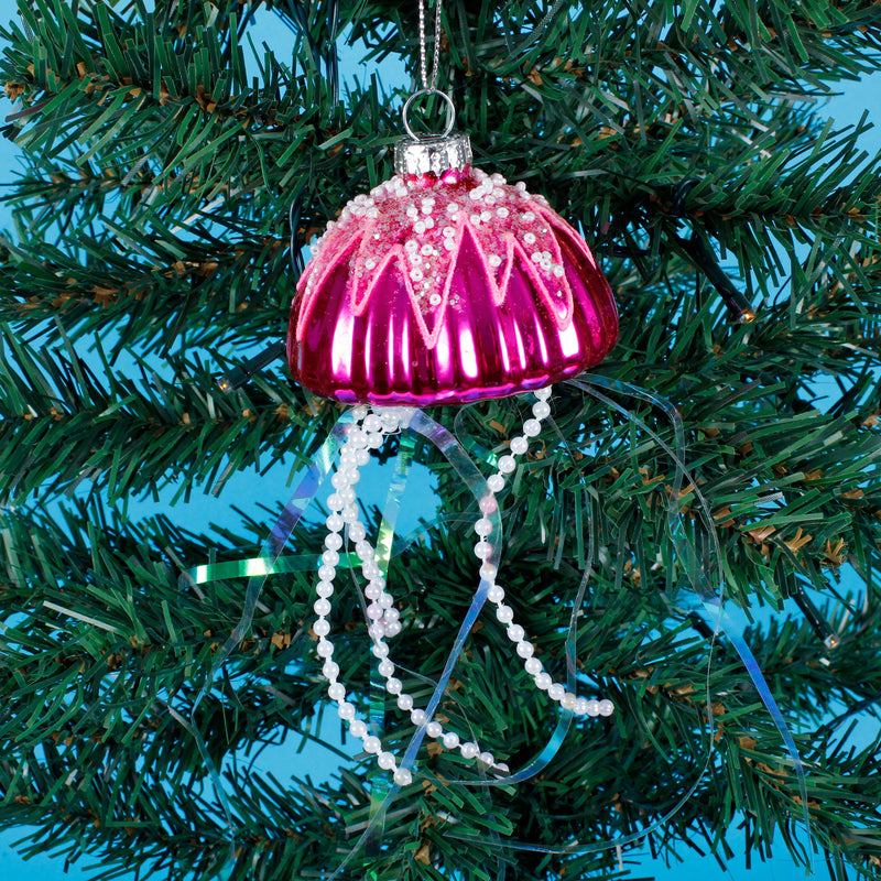 Pink Jellyfish Hanging Christmas Bauble