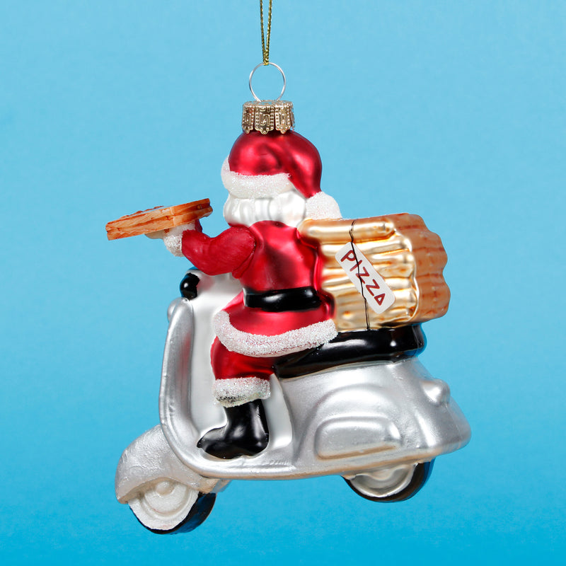 Fun Food Pizza Delivery Santa Shaped Hanging Decoration Bauble