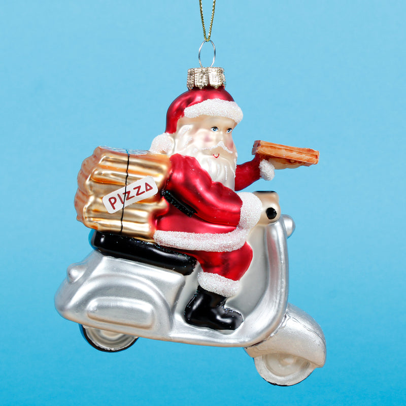 Fun Food Pizza Delivery Santa Shaped Hanging Decoration Bauble