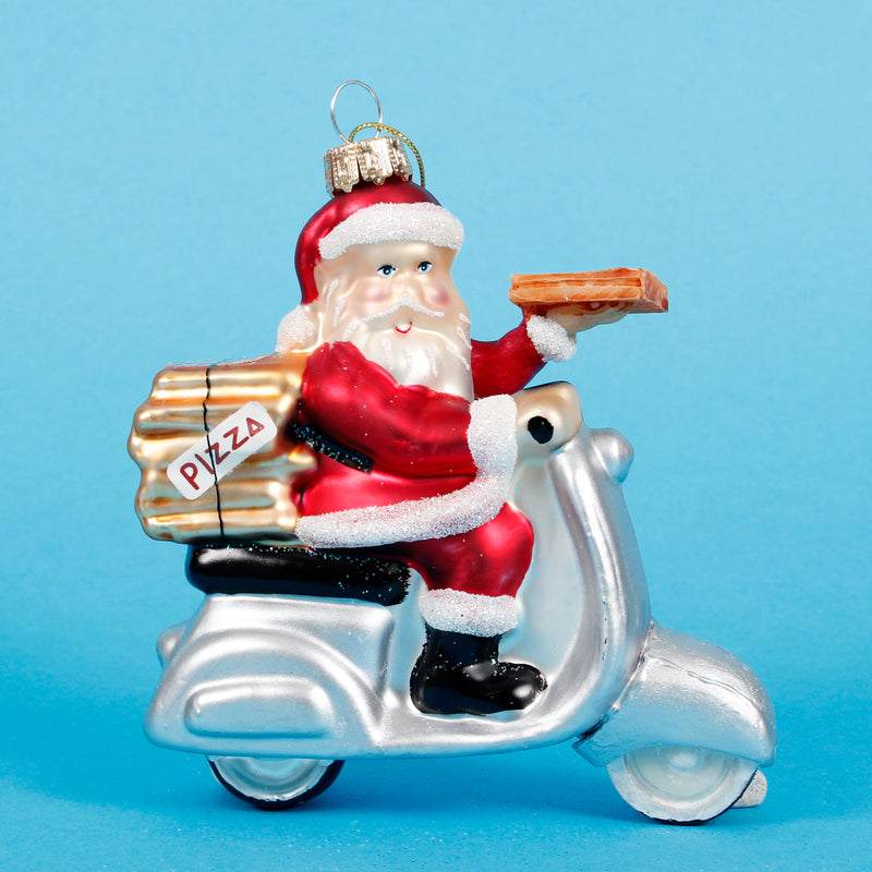 Fun Food Pizza Delivery Santa Shaped Hanging Decoration Bauble