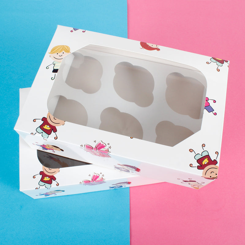 Kiddies Cupcake Boxes Display Cases - Pack of 2