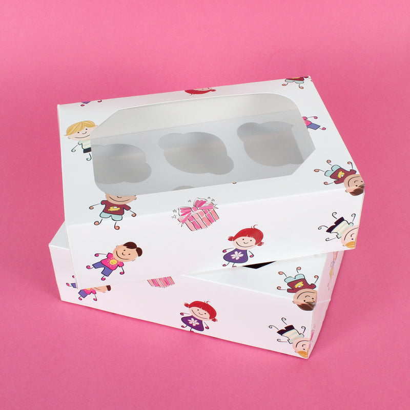 Kiddies Cupcake Boxes Display Cases - Pack of 2