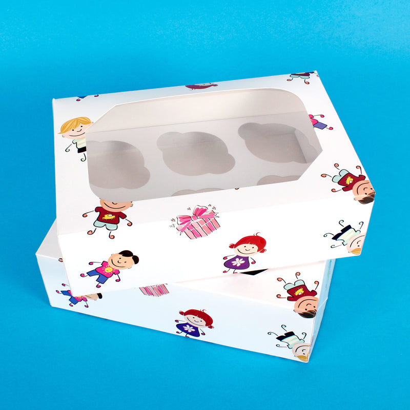 Kiddies Cupcake Boxes Display Cases - Pack of 2