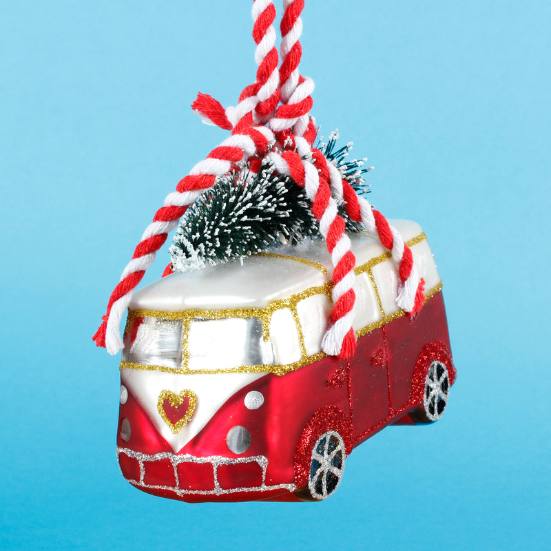 Coming Home for Xmas Love Camper Van Shaped Bauble