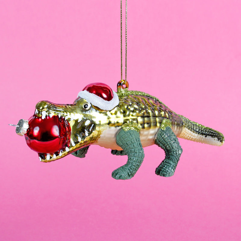 Christmas Alligator Hanging Bauble