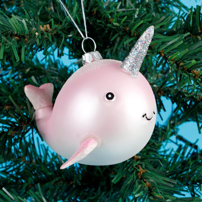 Pink Narwhal Shaped Bauble
