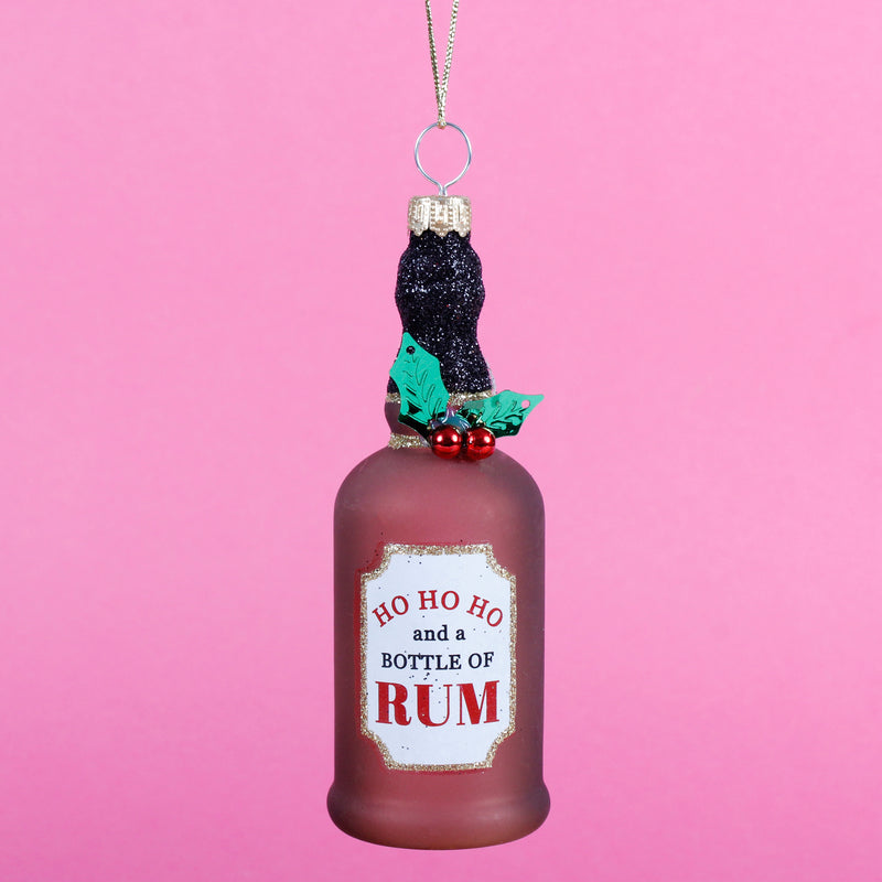 Ho Ho Ho Bottle Of Rum Shaped Bauble