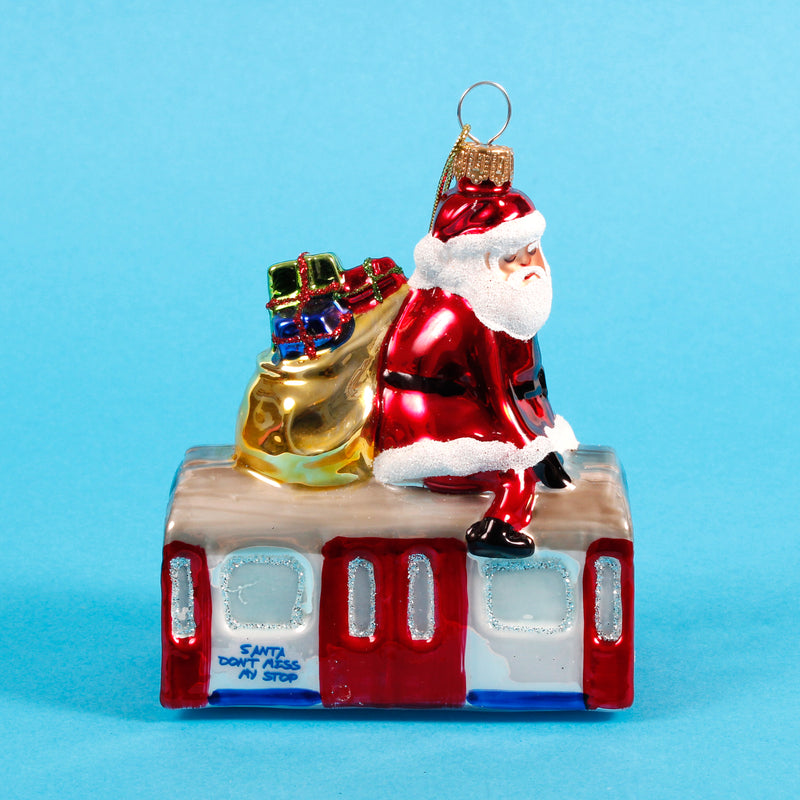 Santa Riding the Tube Shaped Bauble