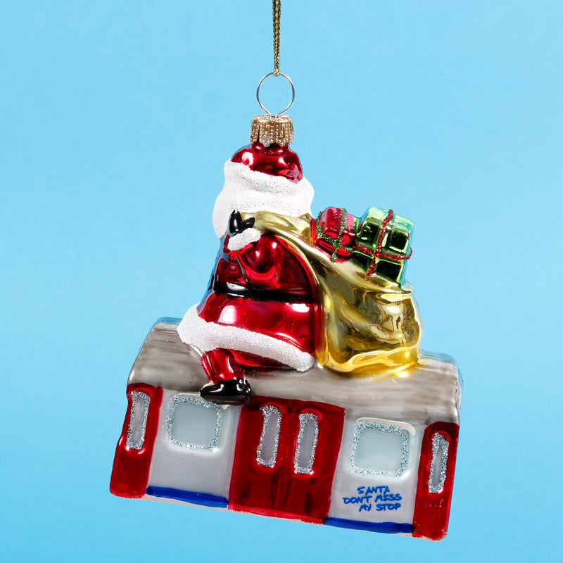 Santa Riding the Tube Shaped Bauble