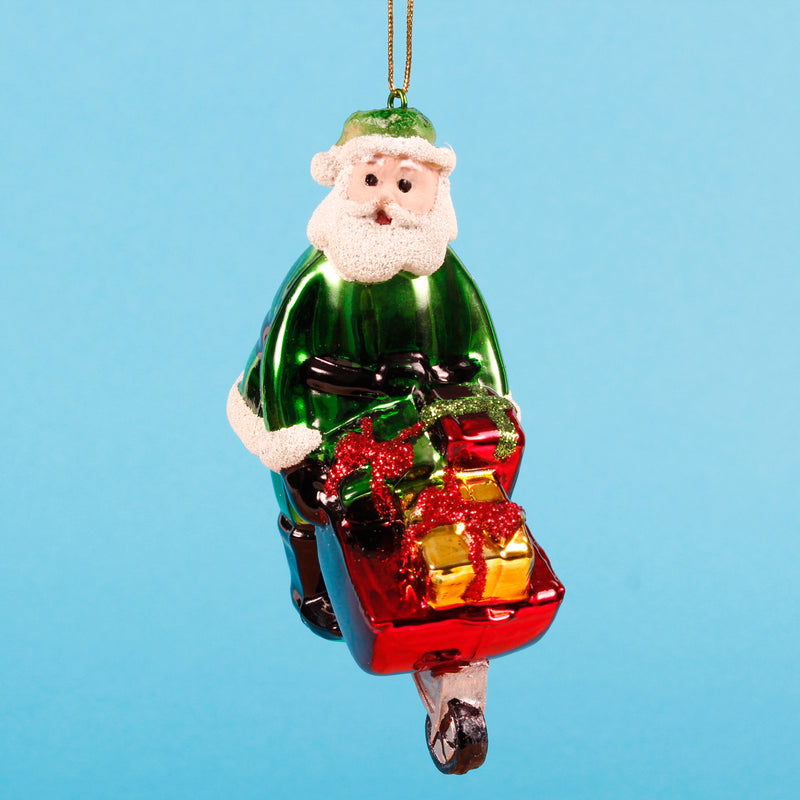 Santa With Wheelbarrow Shaped Bauble