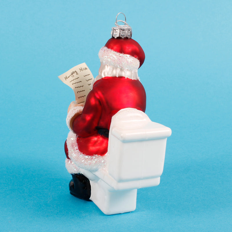 Santa on the Loo Shaped Bauble