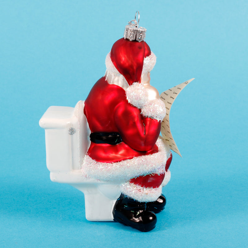 Santa on the Loo Shaped Bauble