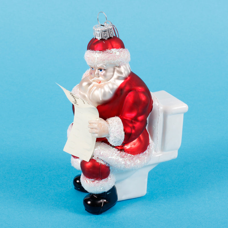 Santa on the Loo Shaped Bauble