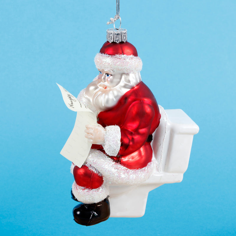 Santa on the Loo Shaped Bauble