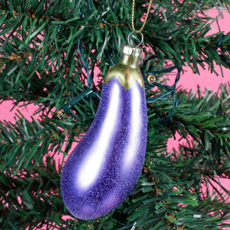 Fun Food Aubergine Shaped Bauble Hanging Decoration