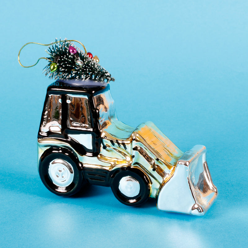 Gold Tractor with Tree Shaped Bauble