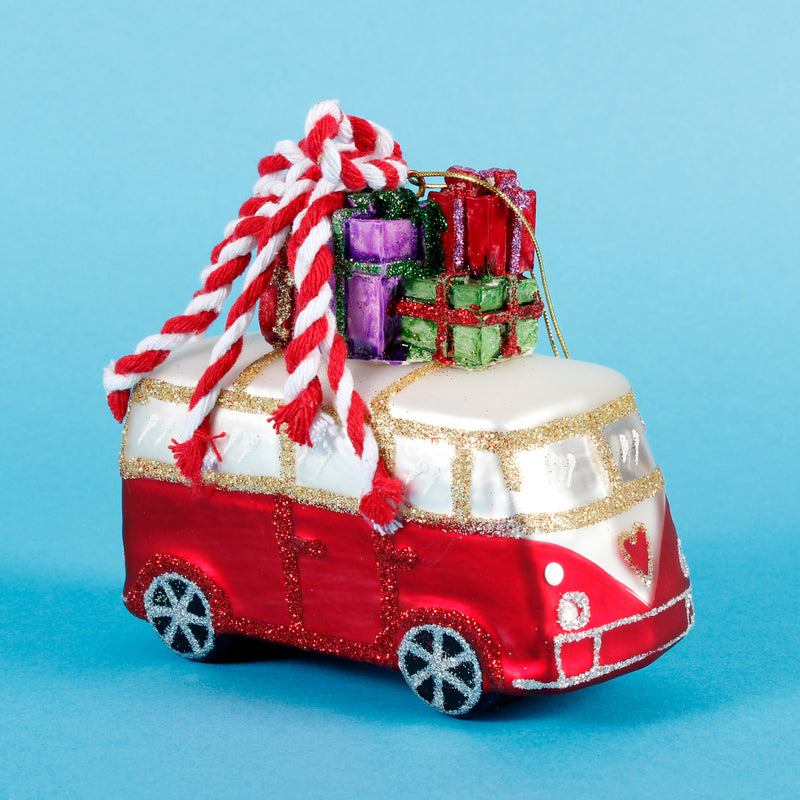 Camper Van With Gifts Hanging Christmas Bauble