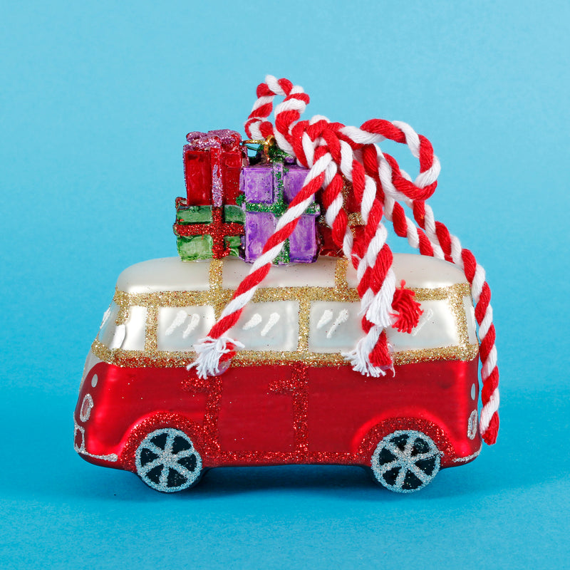 Camper Van With Gifts Hanging Christmas Bauble