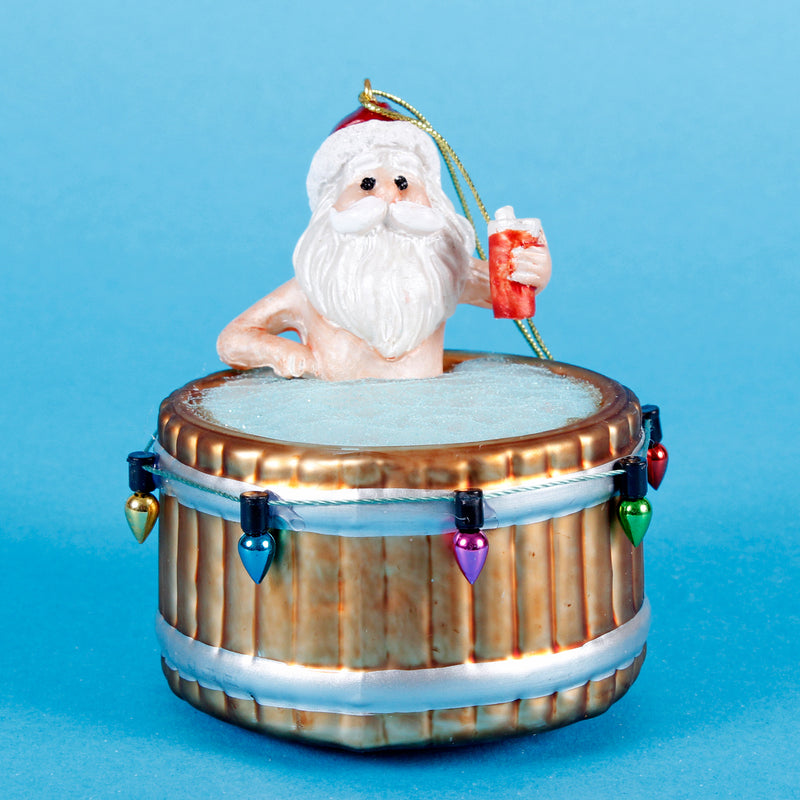 Santa In A Hot Tub Hanging Christmas Bauble