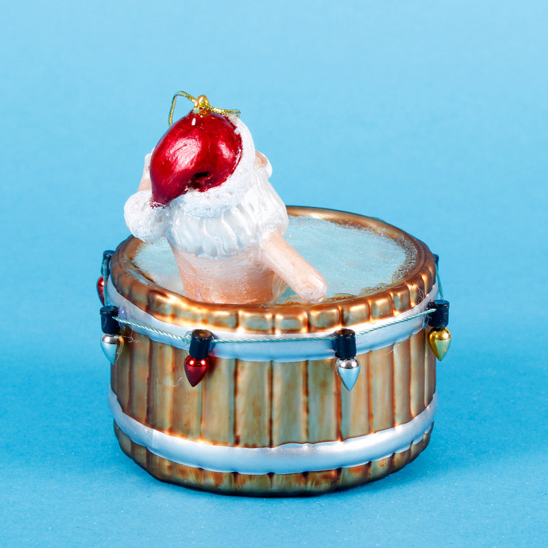 Santa In A Hot Tub Hanging Christmas Bauble
