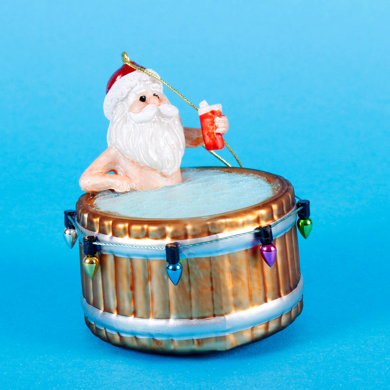 Santa In A Hot Tub Hanging Christmas Bauble