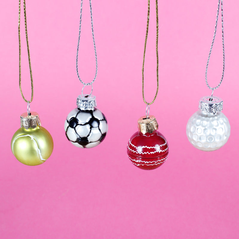 Mini Sports Balls - Set of 4 Hanging Christmas Decorations