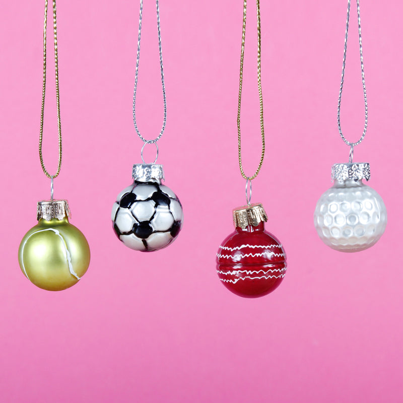 Mini Sports Balls - Set of 4 Hanging Christmas Decorations