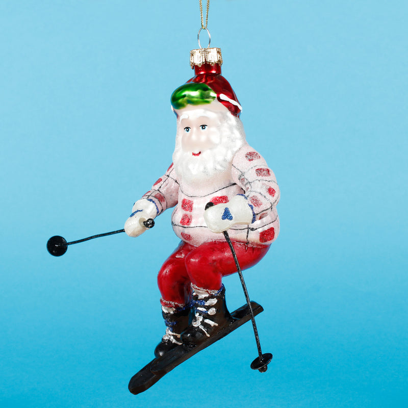 Skiing Santa Hanging Christmas Bauble