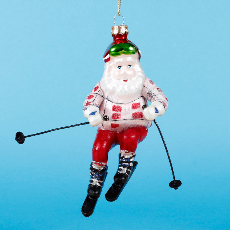 Skiing Santa Hanging Christmas Bauble