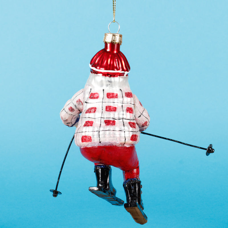 Skiing Santa Hanging Christmas Bauble