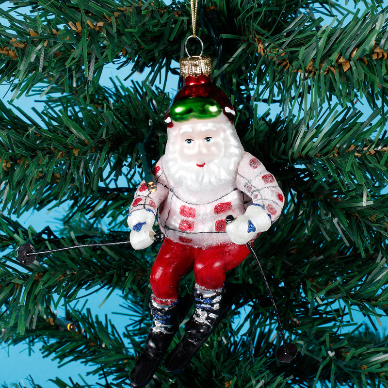 Skiing Santa Hanging Christmas Bauble