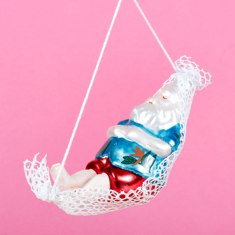 Santa In A Hammock Hanging Christmas Bauble