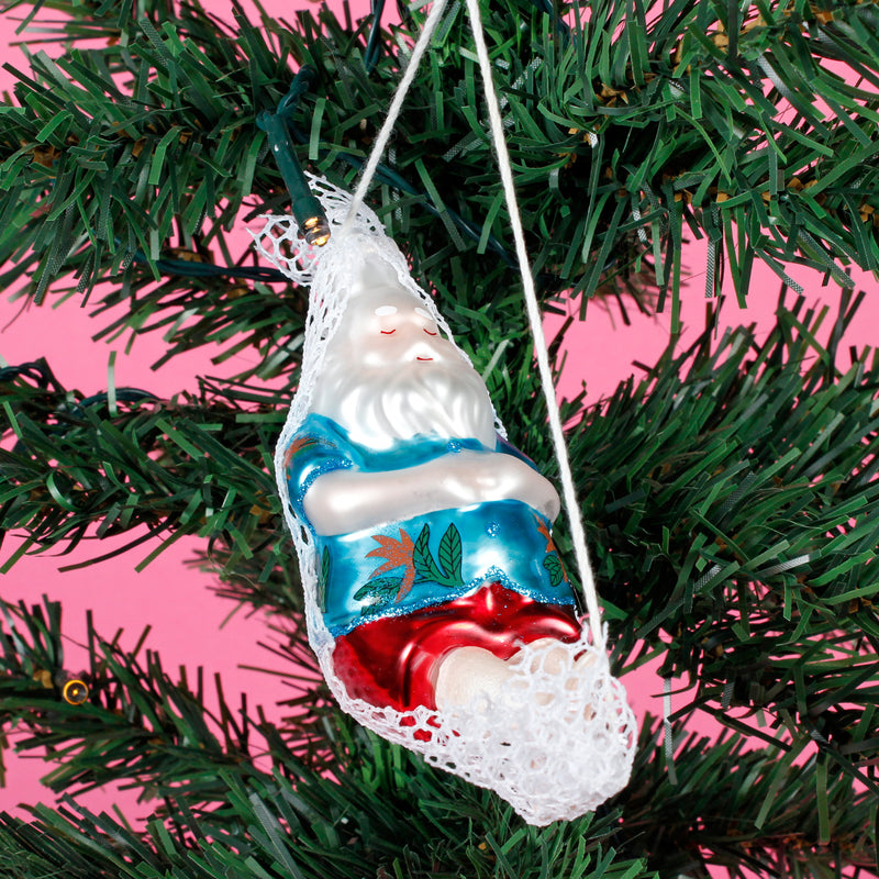 Santa In A Hammock Hanging Christmas Bauble