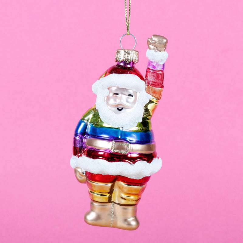 Rainbow Santa Hanging Christmas Bauble