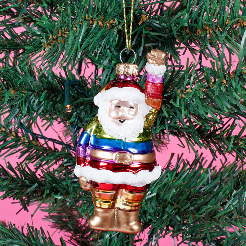Rainbow Santa Hanging Christmas Bauble